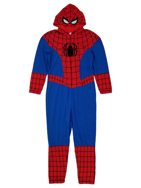 Marvel Mens Red & Blue Spider-Man Union Suit Sleeper Pajamas