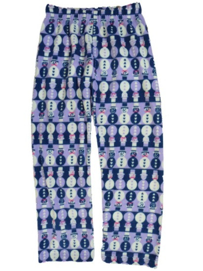 Girls Purple & Blue Fleece Sleep Pants Snowman Pajama Bottoms Lounge Size XL - JG824 JCP PUR SNWMN PJ M