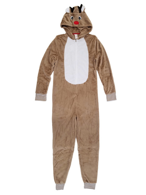 Mens Christmas Reindeer Costume Fleece Union Suit Holiday Pajamas Small