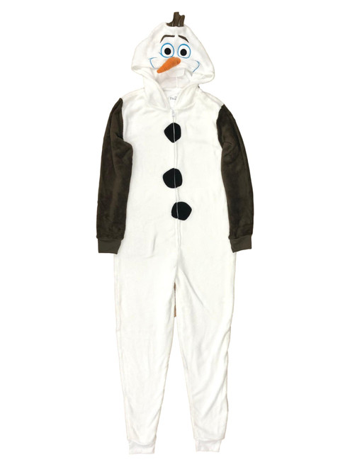 Disney Frozen Womens Plush White Olaf Snowman Hoodie Union Suit Pajamas - CM052620 OLAF UNION S