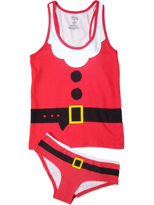 Womens Underwear Santa Clause Pajamas Cami & Undie Christmas Holiday Sleep Set