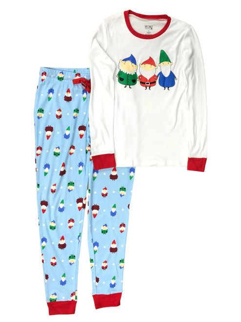 Womens Gnome Santa Elf Christmas Holiday Pajamas Joggers & Tee Sleep Set - CM052620 SECSAN LADY S
