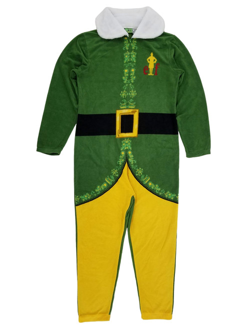Elf Mens Christmas Elf Collar Costume Fleece Union Suit Pajamas