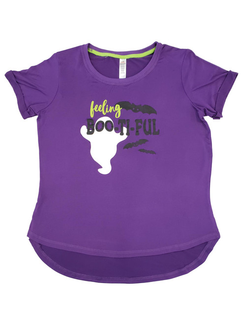 Womens Feeling Boo-ti-ful Purple Ghost Halloween Pajama Top Sleep Shirt - GR08182020 PURPLE GHST XL