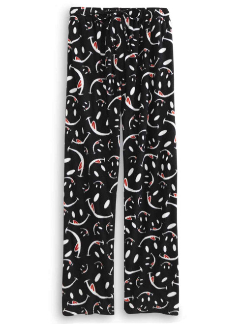 Joe Boxer Mens Black Smile Face Microfleece Sleep Pants Pajama Bottoms - a42417joeboxblksmileys S