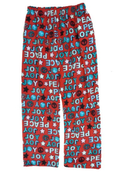 Girls Red Holiday Fleece Sleep Pants Peace & Joy Pajama Bottoms Lounge