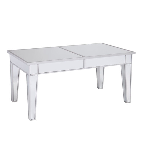 42.25" White Contemporary Rectangular Mirrored Cocktail Table