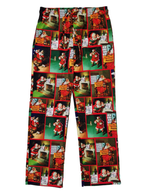 Coca-Cola Christmas Santa Mens Flannel Sleep Lounge Pants Pajama Bottoms - a041818cokesantaflanpant M