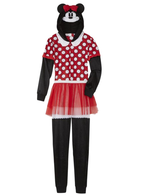 Disney Womens Minnie Mouse Union Suit Red Polka Dot Tutu Sleeper Pajamas - CM040518 MINNIE TUTU UNION XL
