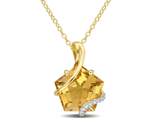 6.00 Carat (ctw) Citrine Pendant Necklace in Yellow Plated Sterling Silver with Chain