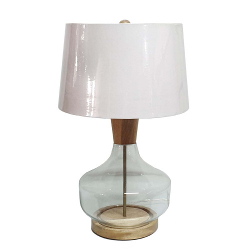 24" Contemporary Table Lamp with Clear and Curved Glass Body