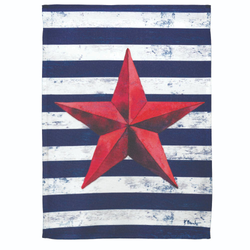 White and Blue Striped Barn Star Outdoor Garden Flag 18" x 13"