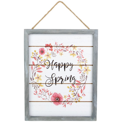 10" Framed "Happy Spring" Hanging Wall Decor