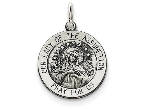 FJC Finejewelers Sterling Silver Antiqued Our Lady Of the Assumption Medal Pendant Necklace Chain Included QC5587T