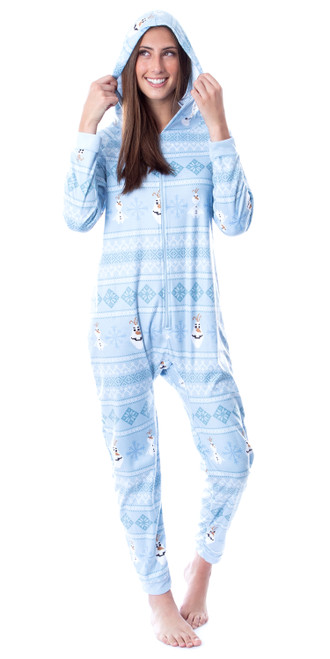 Disney Womens' Frozen Olaf Sweater Sleep Pajama Jumpsuit Union Suit - 763059901659