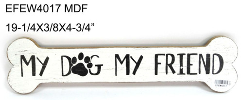 Set of 2 Black and White Friend Dog Bone Shaped Signs 19.25" - 34255293