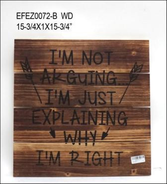 Set of 2 Brown and Black I'm Not Arguing Wall Plaques 15.75" - 34255304