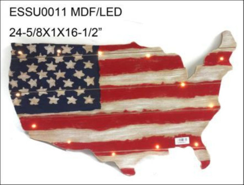 Set of 2 White and Red US Map LED Wall Decor 24.5" - 34255328