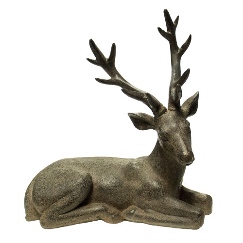 13.75" Brown Sitting Reindeer Figurine
