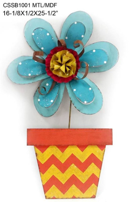 Set of 2 Blue and Yellow Floral Planter Decorative Wall Plaques 25.5" - 34255160