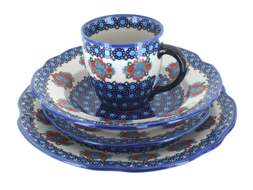 Blue Rose Polish Pottery Andy Dinnerware (16 PC)