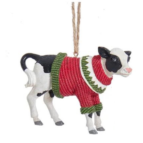 Cow Wearing Sweater Farm Animal Christmas Tree Ornament