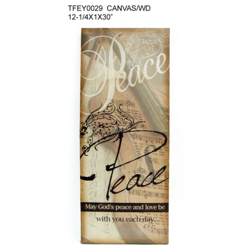 Set of 2 Beige and Black Rectangular Peace Wall Plaques 30" - 34256188