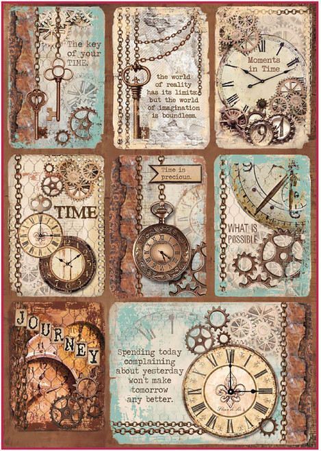 Stamperia Rice Paper Sheet A4-Clockwise Cards