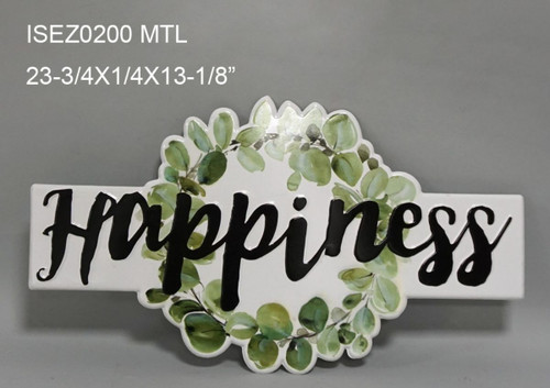 Set of 2 Black and Green Contemporary "Happiness" Wall Signs 23.75" - 34256085