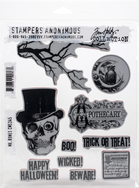 Tim Holtz Cling Stamps 7"X8.5"-Mr. Bones