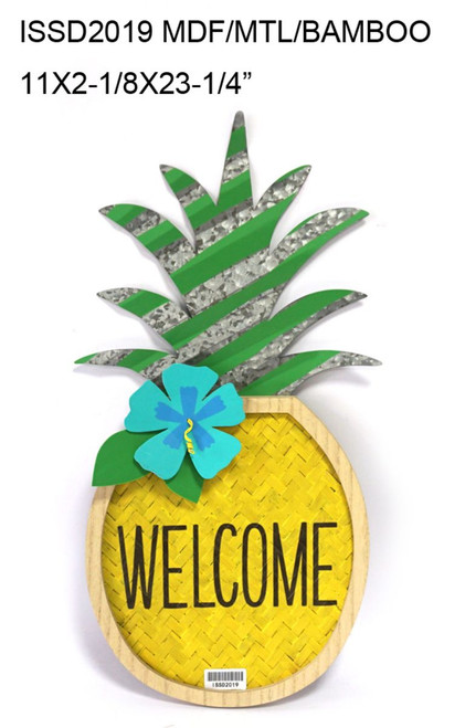 Set of 2 Yellow and Green Contemporary "WELCOME" Wall Signs 23.25" - 34256101