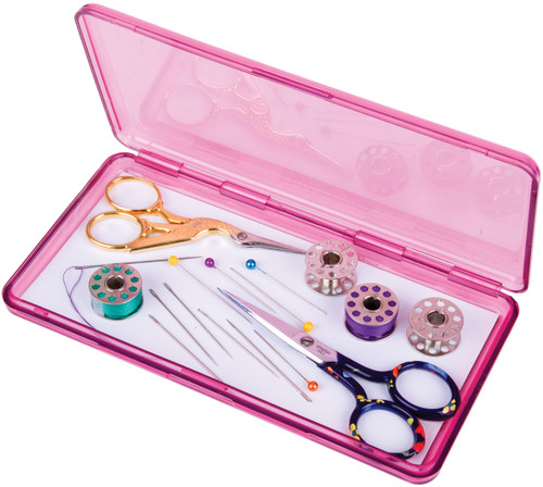 ArtBin Slim Line Magnetic Needle Case-7.375"X3.625"X.6875" Translucent Raspber