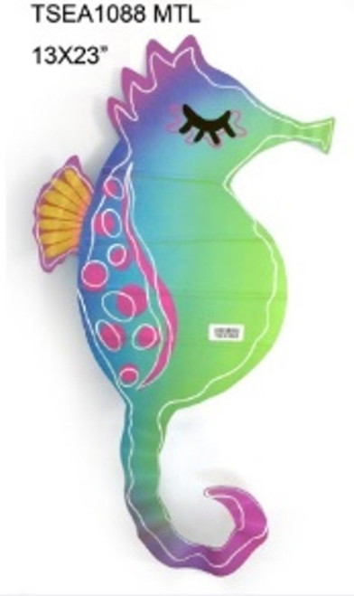Set of 2 Blue and Green Seahorse Outdoor Patio Wall Plaques 23" - 34256160