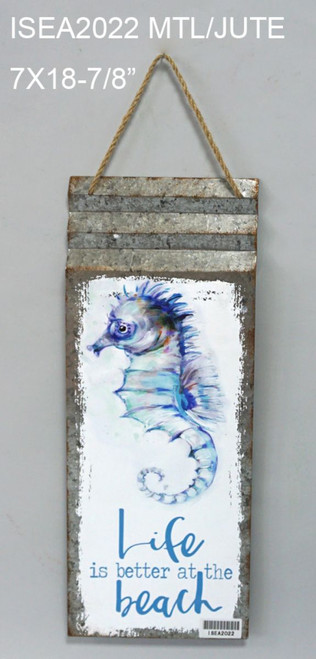 Set of 2 White and Purple "Life is better at the beach" Rectangular Hanging Wall Decor 18.75" - 34256036