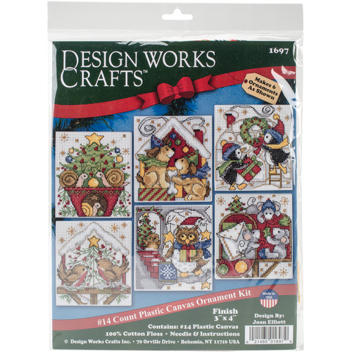 Design Works Counted Cross Stitch Kit 3.5"X4" Set of 6-Home For Christmas Ornaments (14 Count)