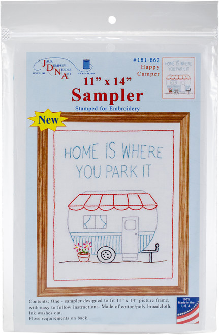 Jack Dempsey Stamped White Sampler 11"X14"-Happy Camper