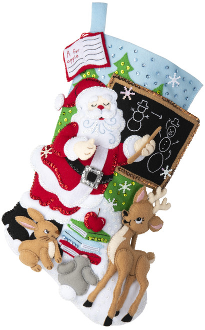 Bucilla Felt Stocking Applique Kit 18" Long-Teacher Santa