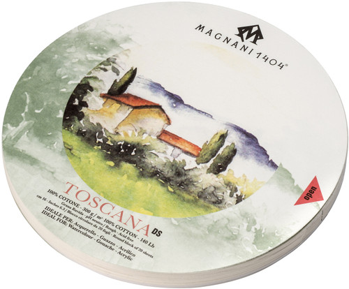 Magnani Aquarello Toscana Round Watercolor Block 6.3"-White 20 Sheets