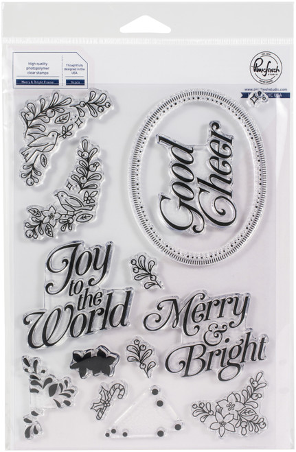 Pinkfresh Studio Clear Stamp Set 6"X8"-Merry & Bright Frame