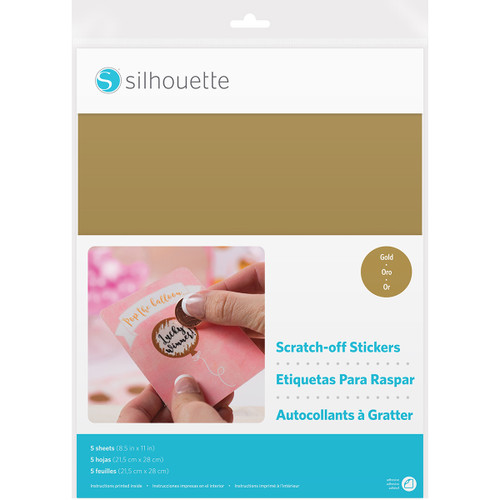 Silhouette Printable Scratch-Off Sticker Sheets 8.5"X11" 5pk-Gold