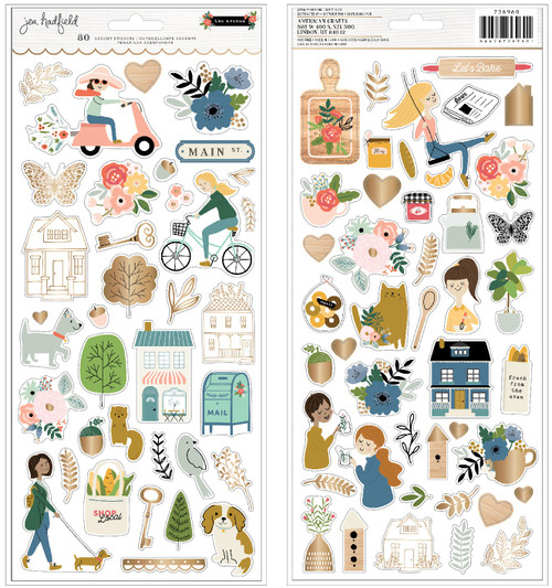 Jen Hadfield The Avenue Cardstock Stickers 6"X12" 80/Pkg-Icons W/Foil Accents