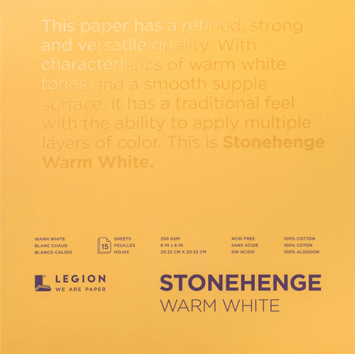Stonehenge Paper Pad 8"X8" 15 Sheets/Pkg-Warm White 90lb