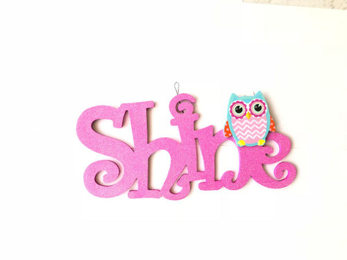 Set of 2 Pink and Blue " SHINE" Contemporary Wall Plaques 19" - 34255027