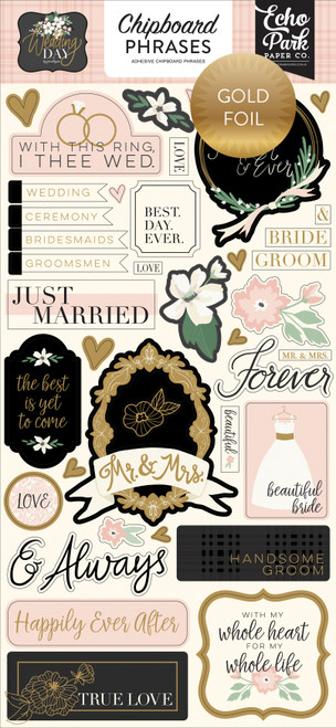 Wedding Day Chipboard 6"X13"-Phrases