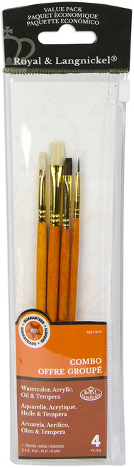 Royal Langnickel Bristle/Sable Value Pack Brush Set-4/Pkg
