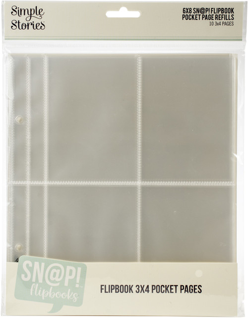 Simple Stories Sn@p! Pocket Pages For 6"X8" Flipbooks 10/Pkg-(4) 3"X4" Pockets