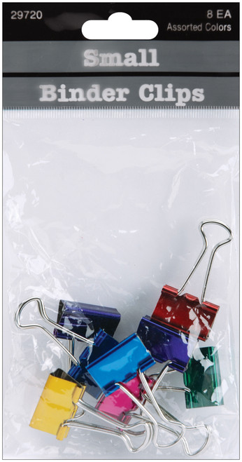 Small Binder Clips .75" 8/Pkg-Assorted Colors