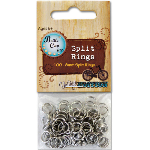 Vintage Split Rings 8mm 100/Pkg-Silver