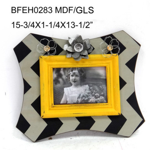 Set of 2 Yellow and Black Distressed Finish Picture Frames 15.75" - 34254937
