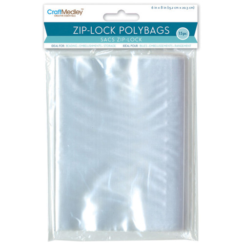 Ziplock Polybags 15/Pkg-6"X8" Clear